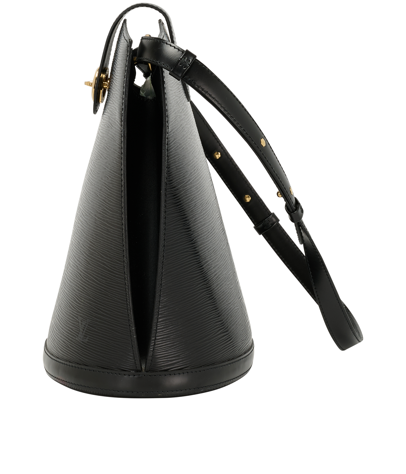 Cluny Bucket Bag, &pound;450, Handbags, Black, Leather, Bottom view